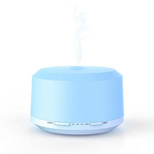 Luscreal 450mL Essential Oil Diffuser 8 Colors Ultrasonic Aromatherapy Diffuser with Auto Shut-off Cool Mist Humidifier and 4 Timers for Home, Bedroom, Yoga and Spa - White