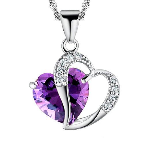 Luscreal A Heart Full of Love [Purple] Sterling Silver Pendant Necklace